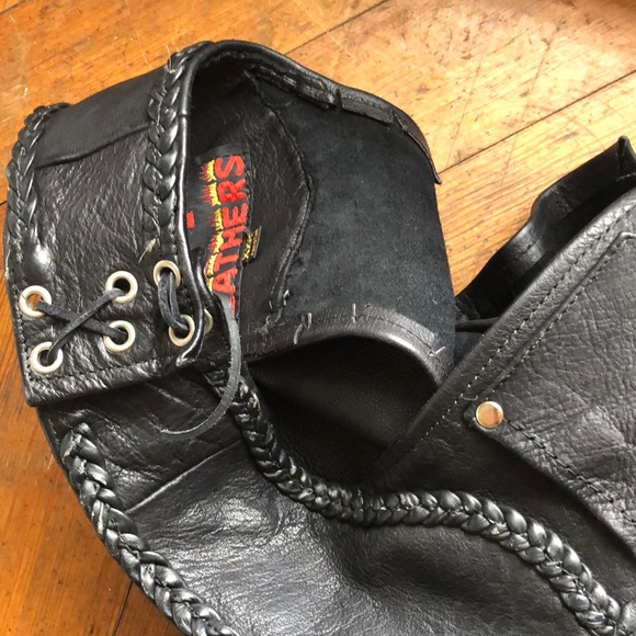 Hot leathers black braided fringe biker chaps - Picture 7 of 7